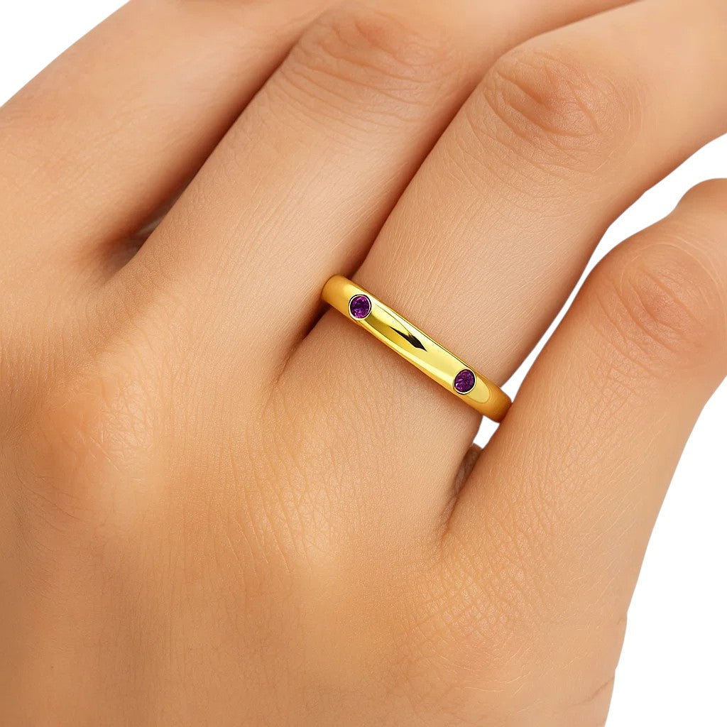 18K Gold Over Brass Round Cut Gemstones Ring Jewelry Size 5-8 RM-1780 TGR1053