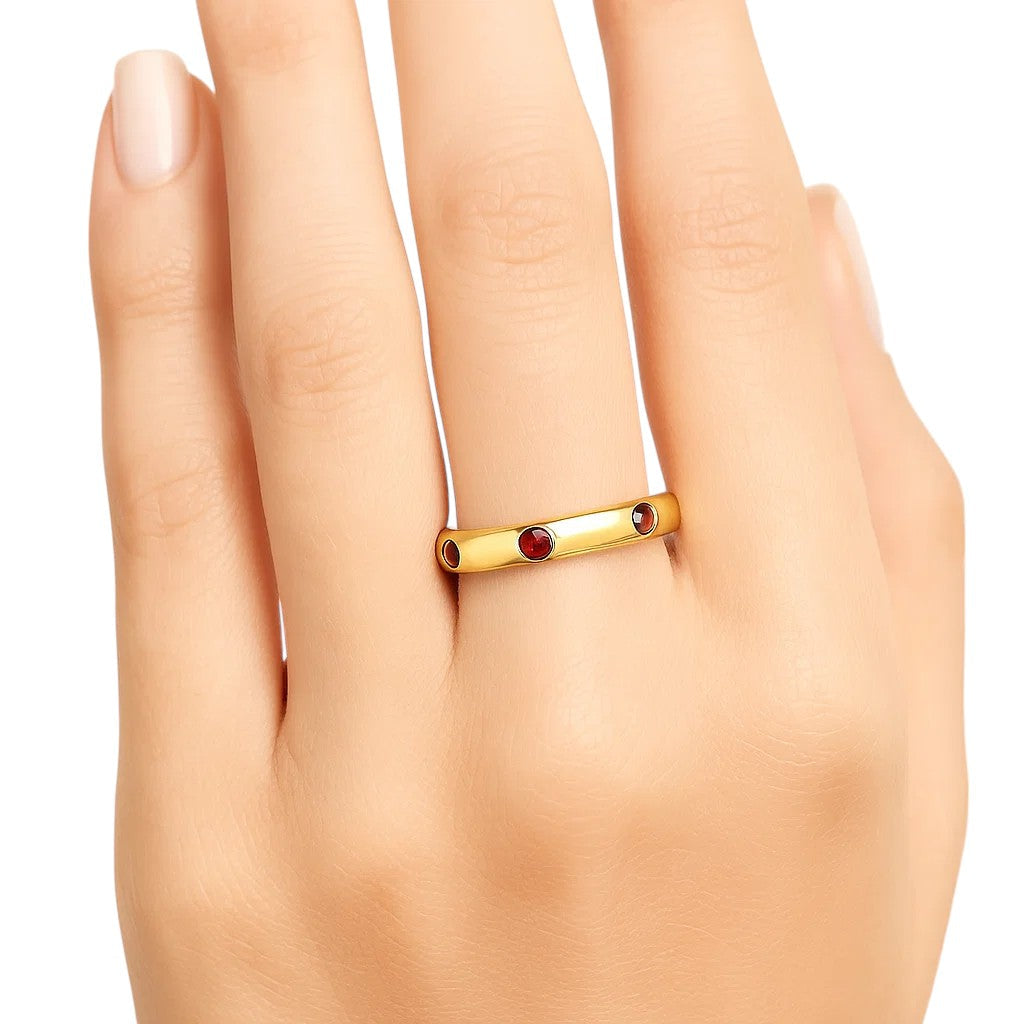 18K Gold Over Brass Round Cut Gemstones Ring Jewelry Size 5-8 RM-1780 TGR1054