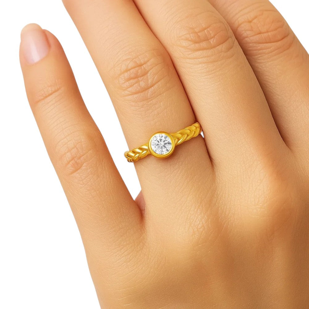 18K Gold Over Brass Round Cut Gemstones Ring Jewelry Size 5-8 RM-1063 TGR1056