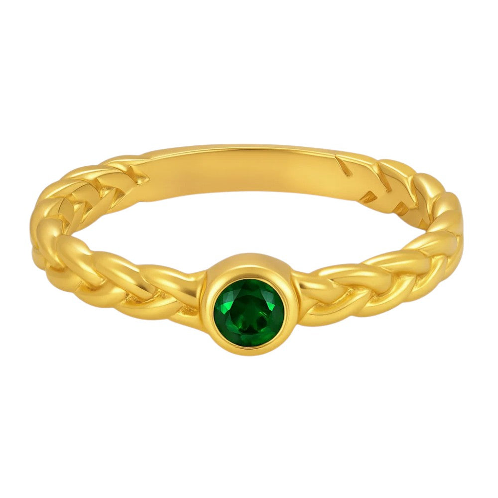 18K Gold Over Brass Round Cut Gemstones Ring Jewelry Size 5-8 RM-1063 TGR1056