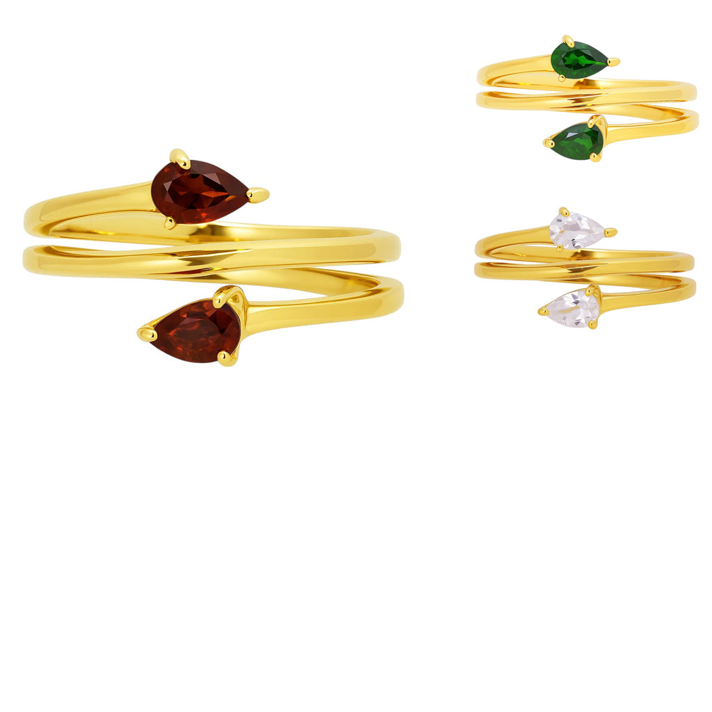 18K Gold Over Brass Pear Cut Gemstones Ring Jewelry Size 5-8 RM-1781 TGR1058