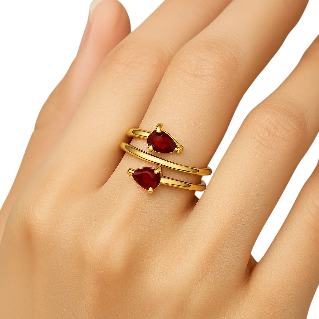 18K Gold Over Brass Pear Cut Gemstones Ring Jewelry Size 5-8 RM-1781 TGR1058