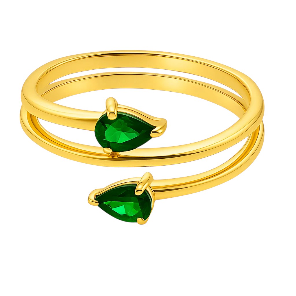 18K Gold Over Brass Pear Cut Gemstones Ring Jewelry Size 5-8 RM-1781 TGR1058