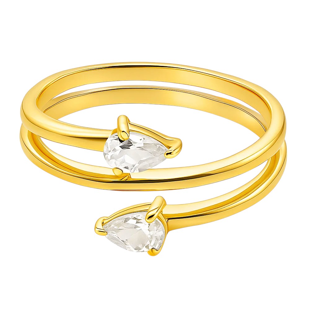 18K Gold Over Brass Pear Cut Gemstones Ring Jewelry Size 5-8 RM-1781 TGR1058
