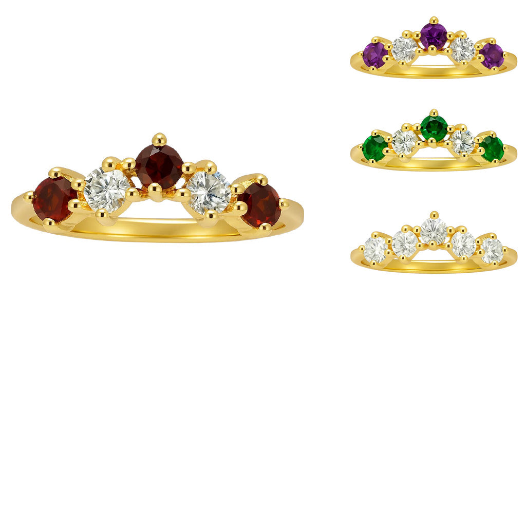 18K Gold Over Brass Round Cut Gemstones Ring Jewelry Size 5-8 RM-1782 TGR1059