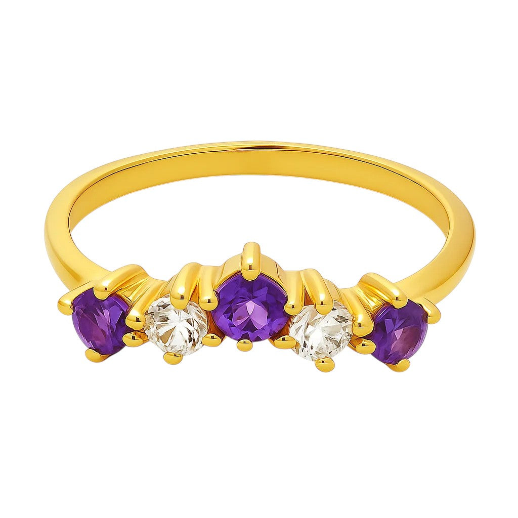 18K Gold Over Brass Round Cut Gemstones Ring Jewelry Size 5-8 RM-1782 TGR1059