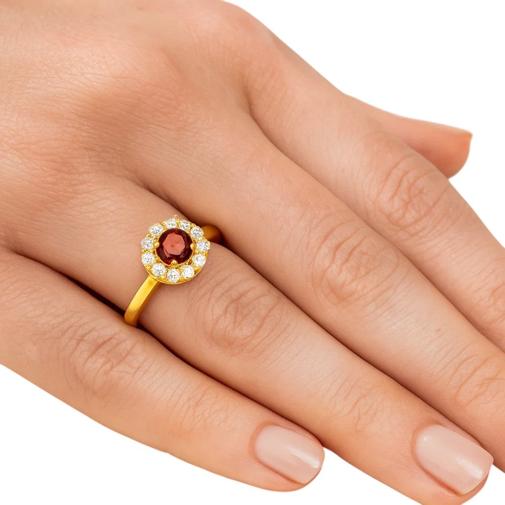 18K Gold Over Brass Round Cut Gemstones Ring Jewelry Size 5-8 RM-1784 TGR1061