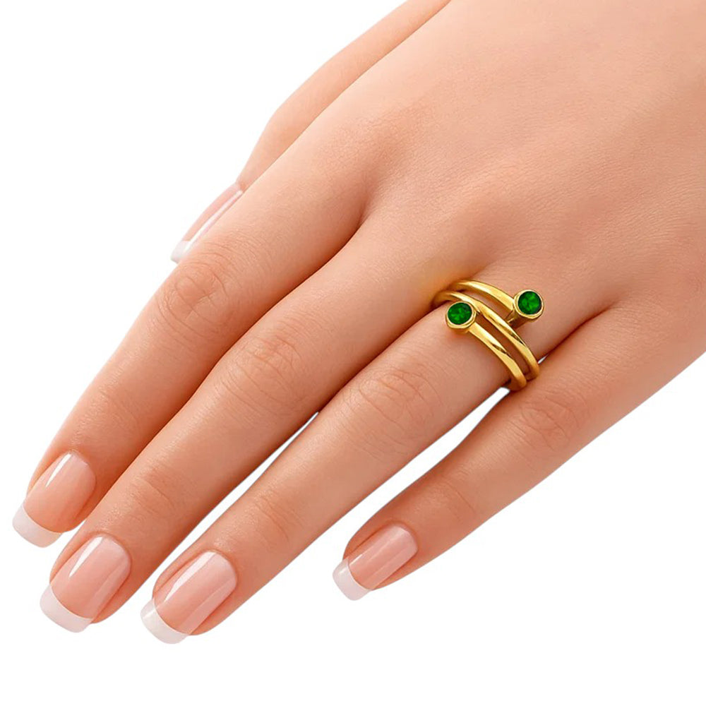 18K Gold Over Brass Round Cut Gemstones Ring size 5-8 Jewelry RM-1185 TGR1063