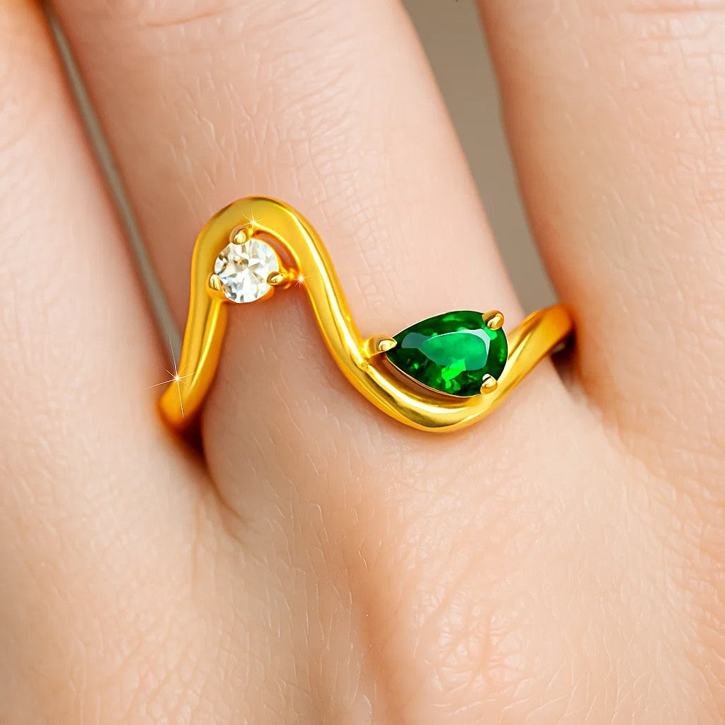 18K Gold Over Brass Pear Cut Gemstones Ring size 5-8 Jewelry RM-1786 TGR1064
