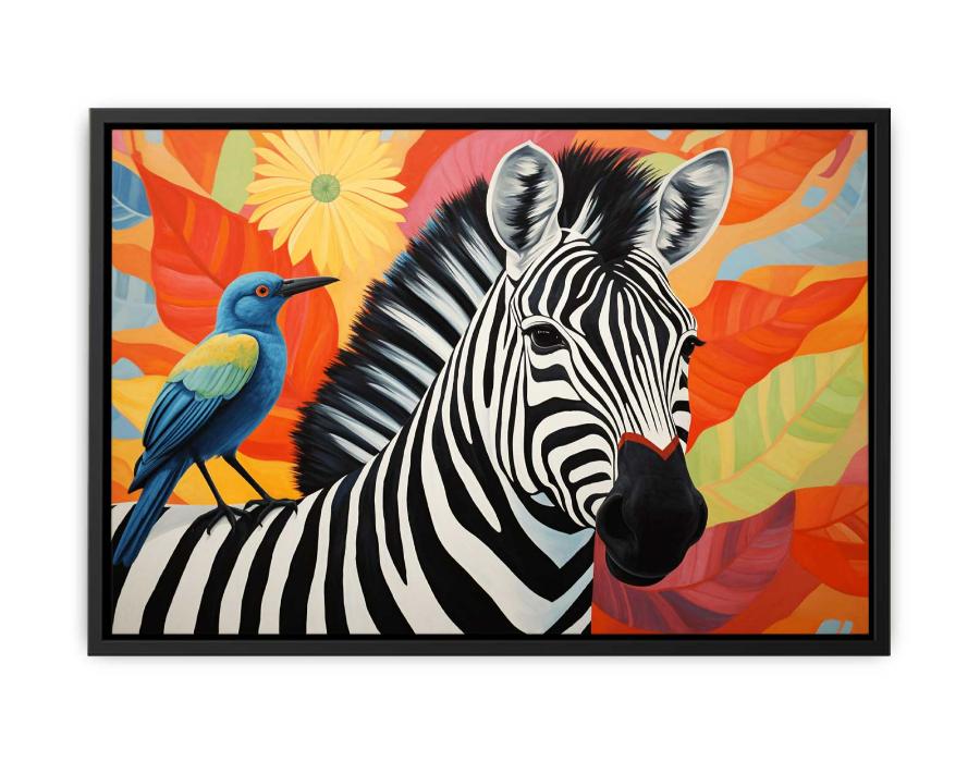 Zebra Bird Modern Art Canvas Art Print