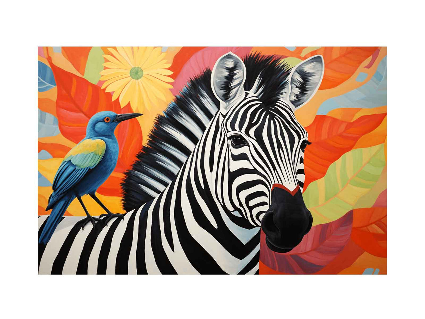 Zebra Bird Modern Art Canvas Art Print