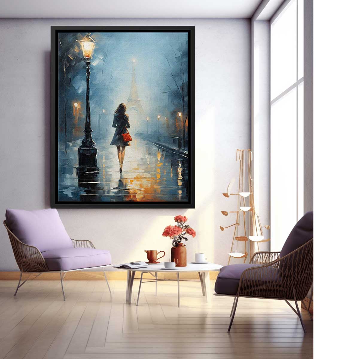 Girl Street Light Modern Canvas Art Print