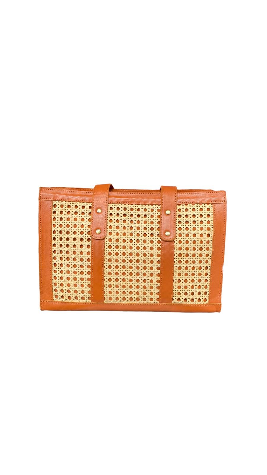 Leana Brown Bali Handmade Leather Rattan Webbing HandBag