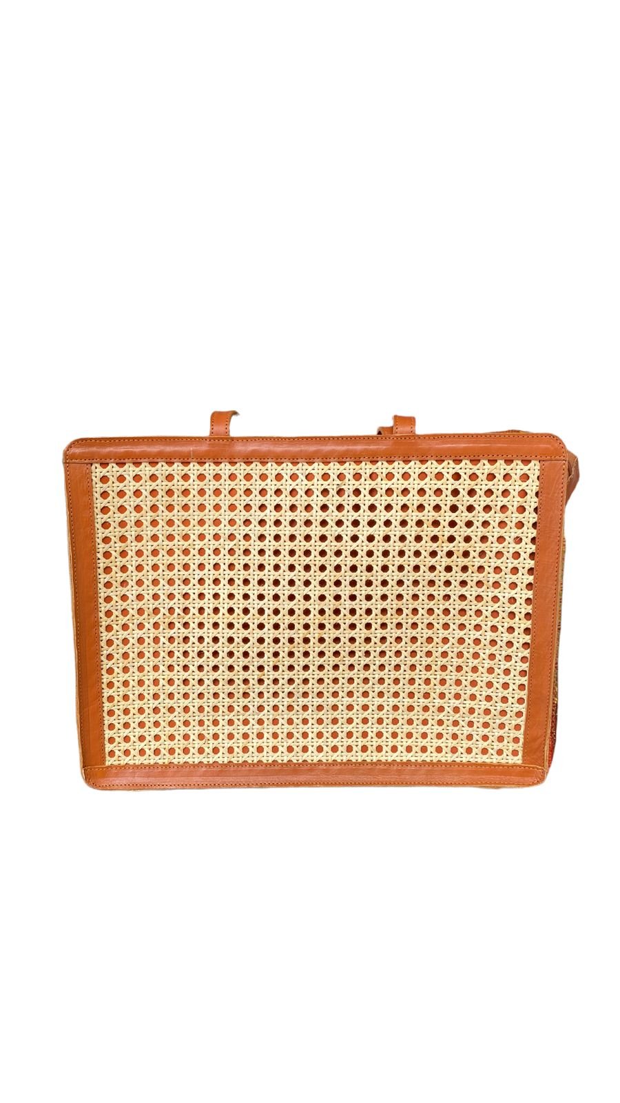 Kari Brown Bali Handmade Leather Rattan Webbing HandBag-2