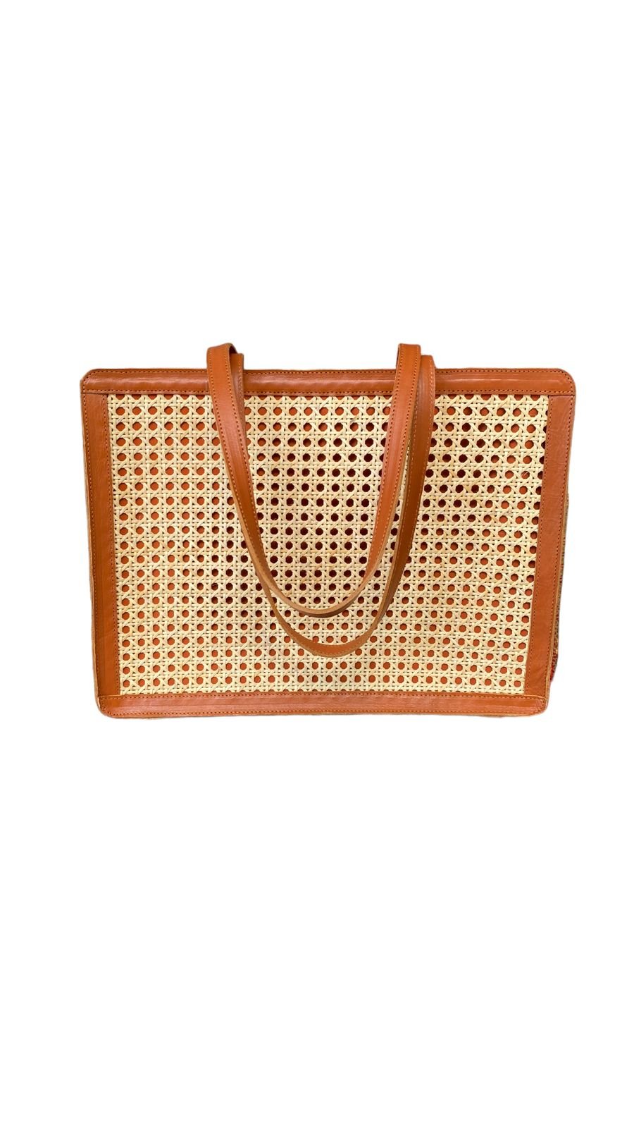 Kari Brown Bali Handmade Leather Rattan Webbing HandBag-1