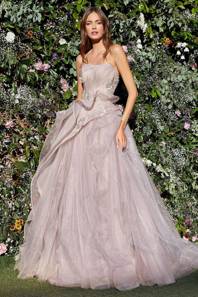Strapless Layered Tulle Ballgown-0