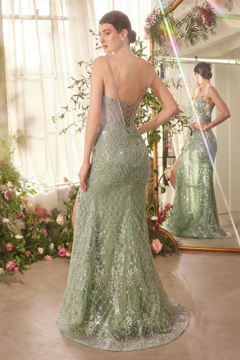 Crystal Neckline Beaded Gown-3