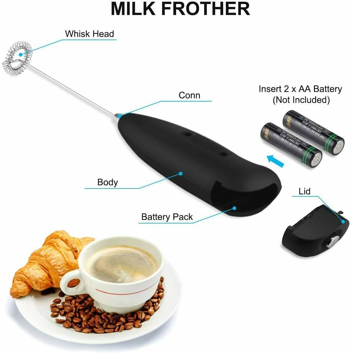 Portable Handheld Milk Frother – Coffee & Latte Whisk