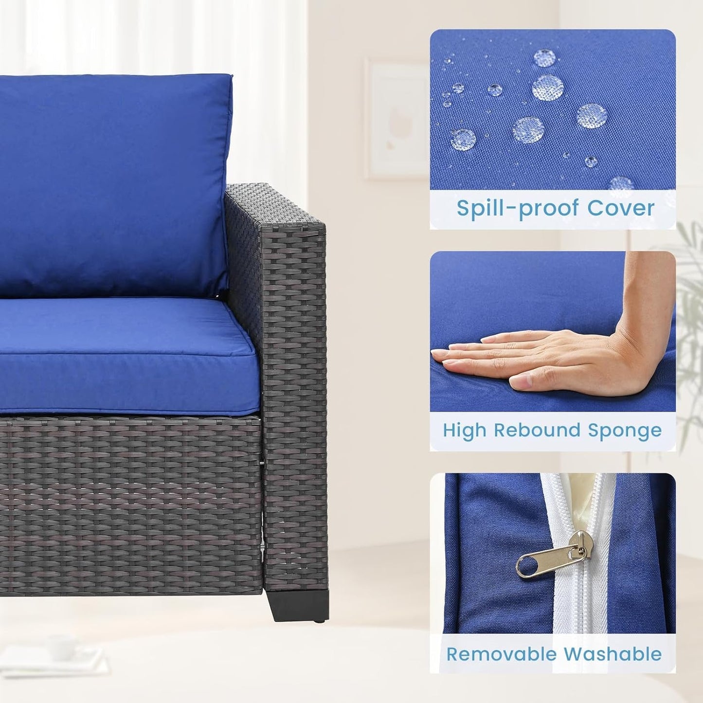 Outdoor Patio Furniture Set with Cushions and Storage