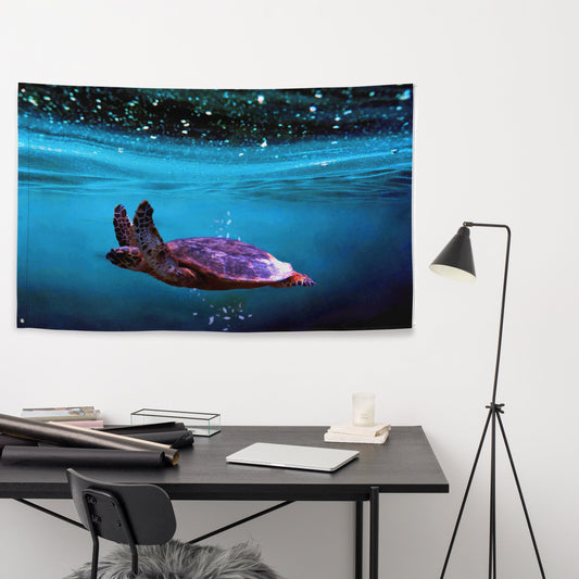 Sea Turtle Artwork Flag Tapestry