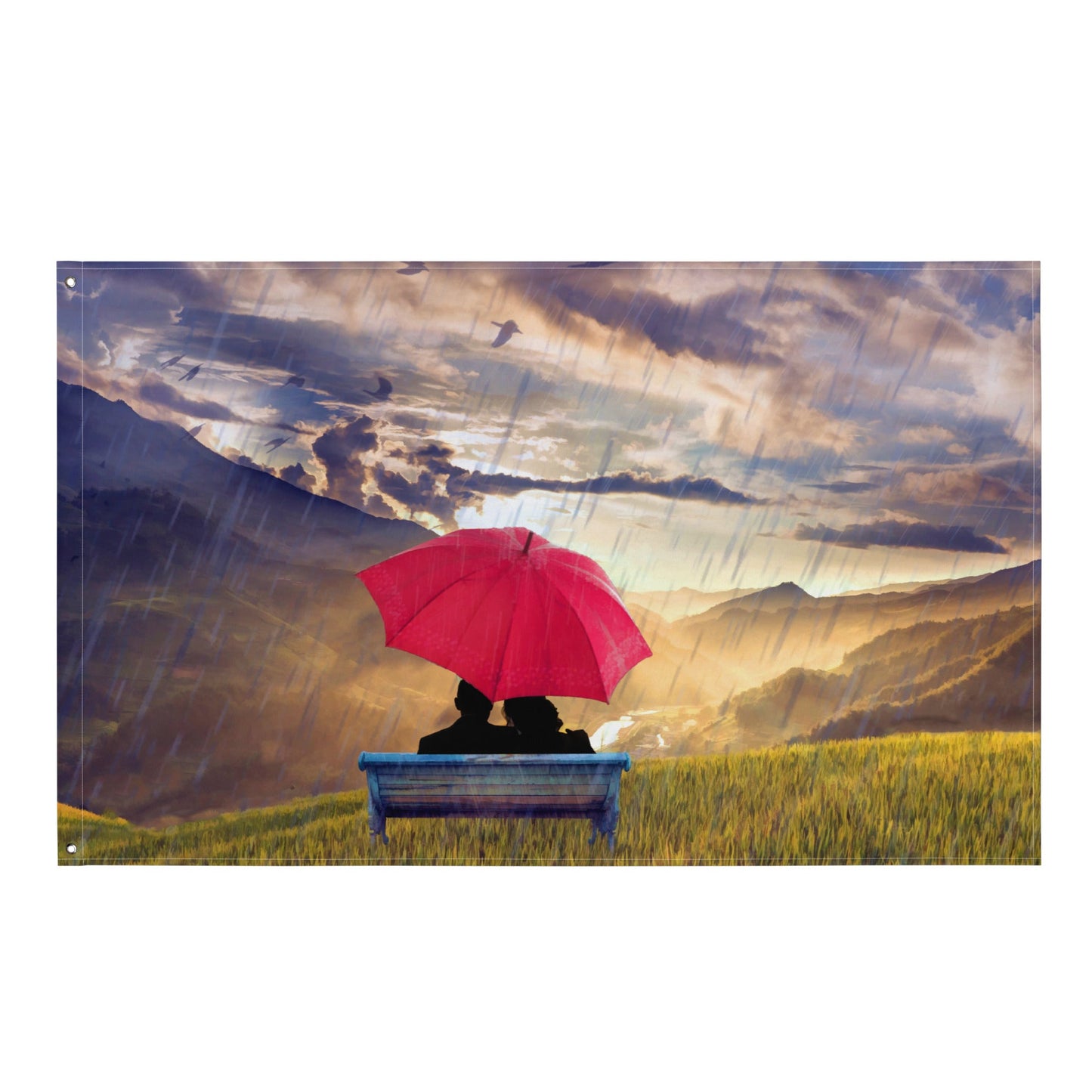 Red Umbrella Painting Flag Tapestry