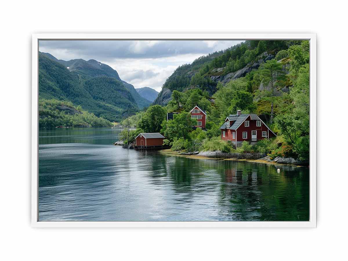 Lake Side Home Canvas Art Print