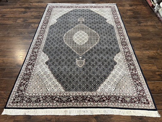 Sino Persian Rug 6x9, Herati Pattern, Vintage Handmade Hand Knotted Wool Oriental Carpet, Fine 6 x 9 Rug, Traditional Rug, Dark Blue Rug-0