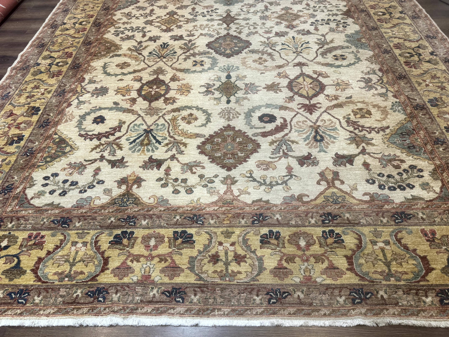 Egyptian Rug 9x12, Mahal Sultanabad Carpet, Handmade Wool Rug, Oatmeal Color-4