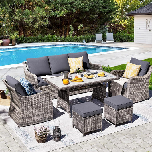 Six Piece All Weather Wicker Patio Furniture Set-0