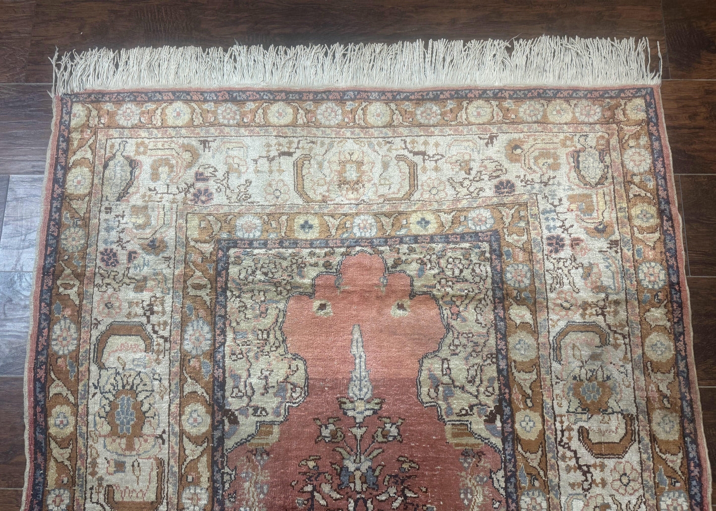 Silk Indian Kayseri Rug 4x6, Haji Jalili Design, Vintage Rug-2