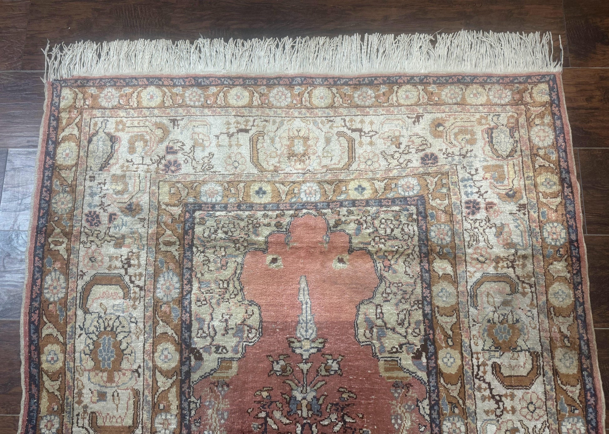 Silk Indian Kayseri Rug 4x6, Haji Jalili Design, Vintage Rug-2