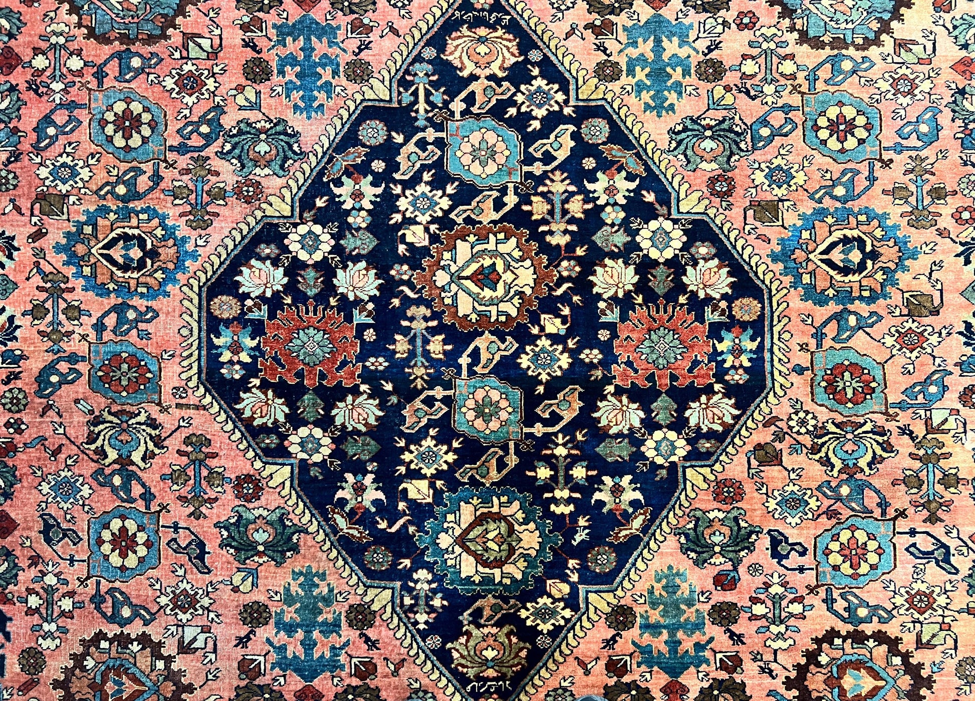 Rare Persian Sarouk Farahan Rug 9x15 – Antique Wool Carpet, Signed By Master Weaver-3