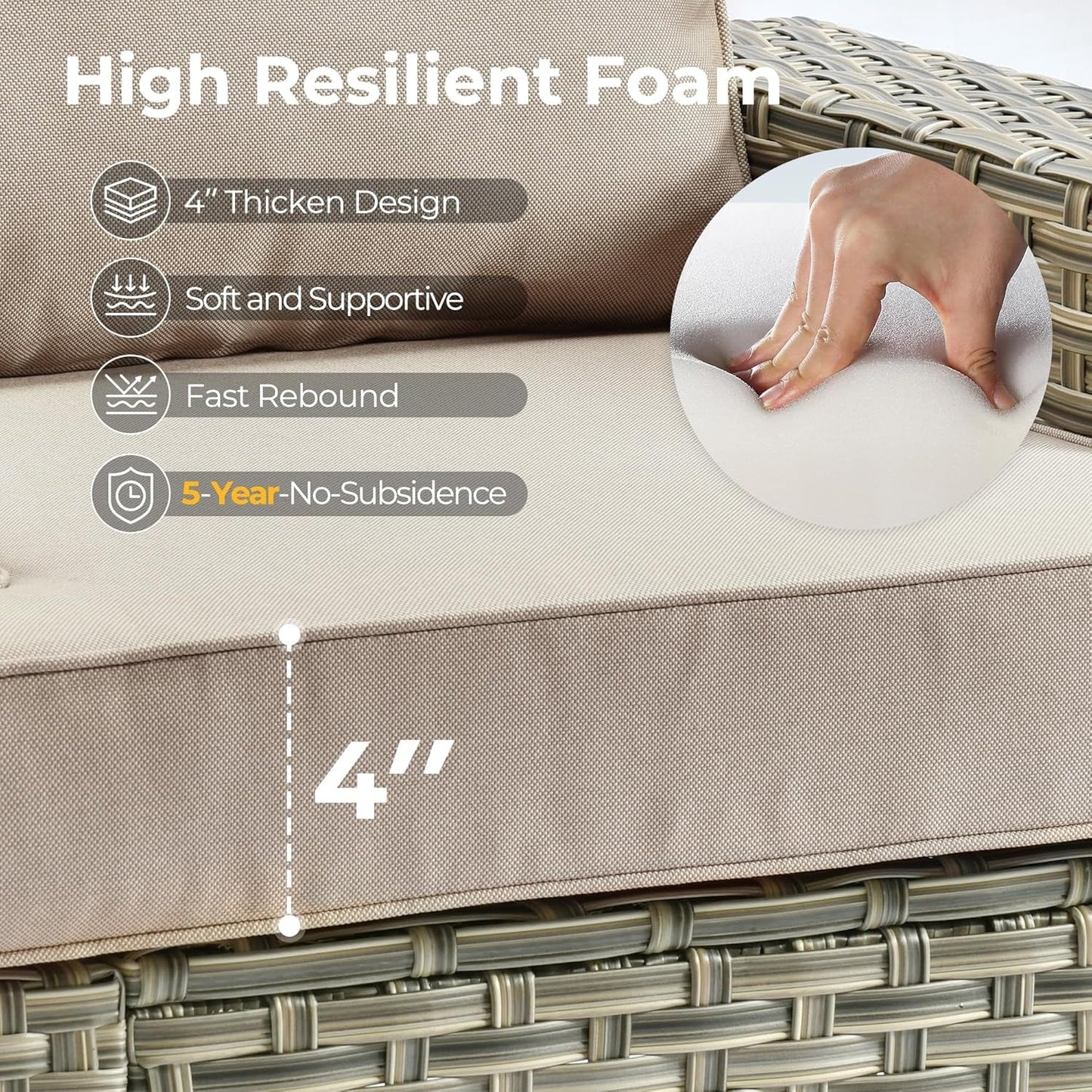 Outdoor Sectional Patio Furniture Set with Fire Pit