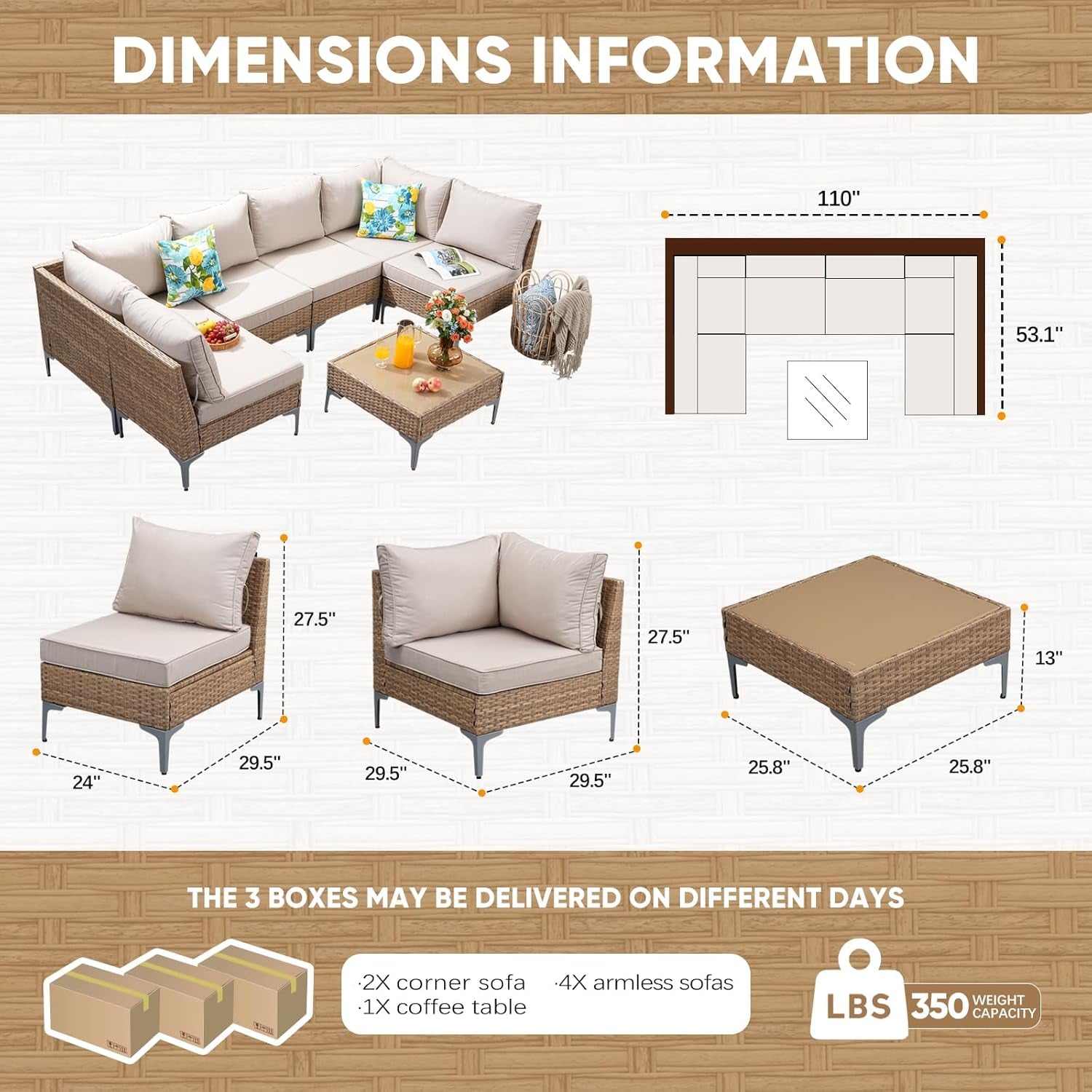 Seven Piece Wicker Patio Furniture Set with Cushions-2