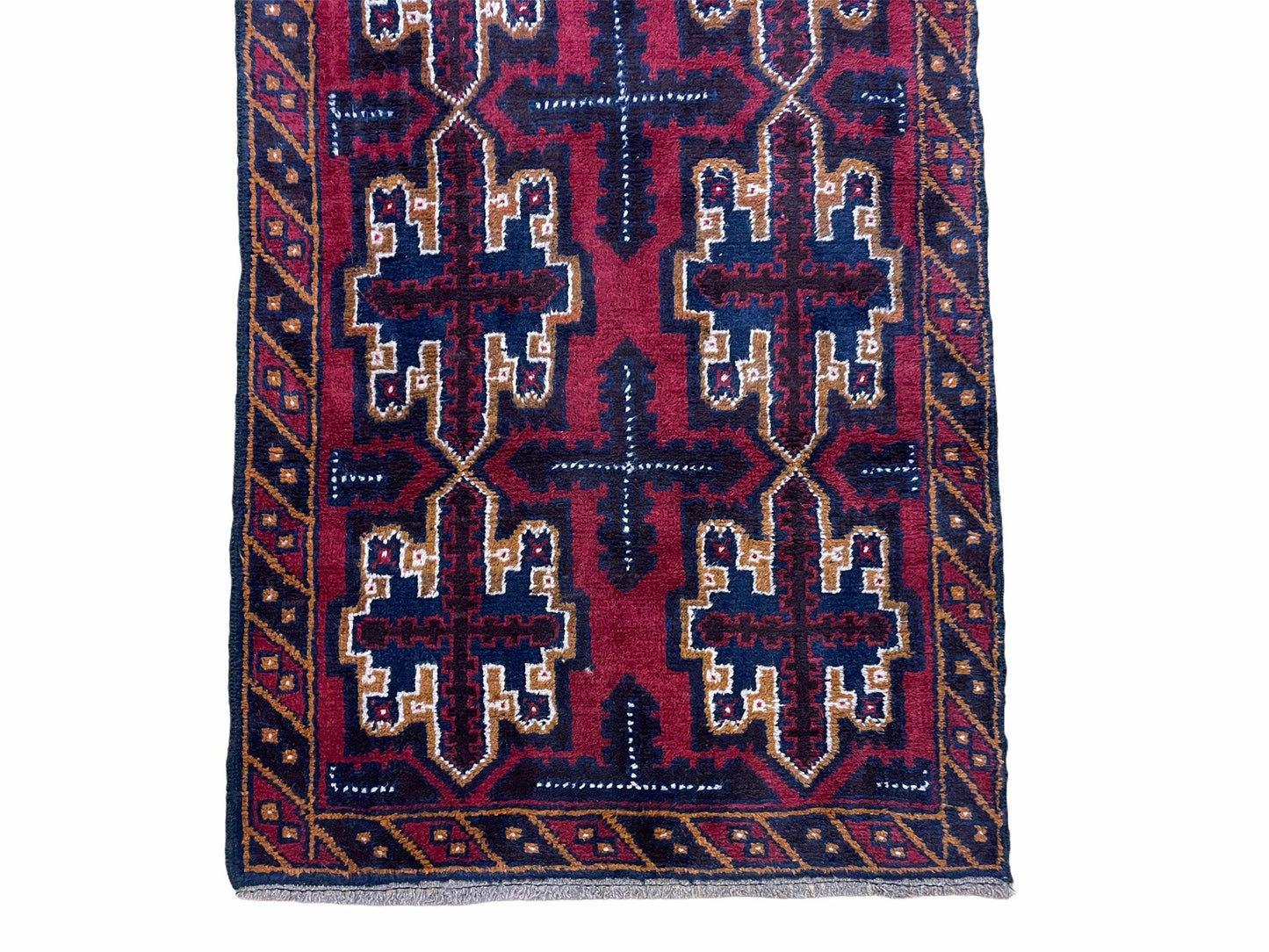 2' 7" X 4' 6" Vintage Handmade Tribal Wool Rug Balouchi Rug Afghan Rug Red Blue-4