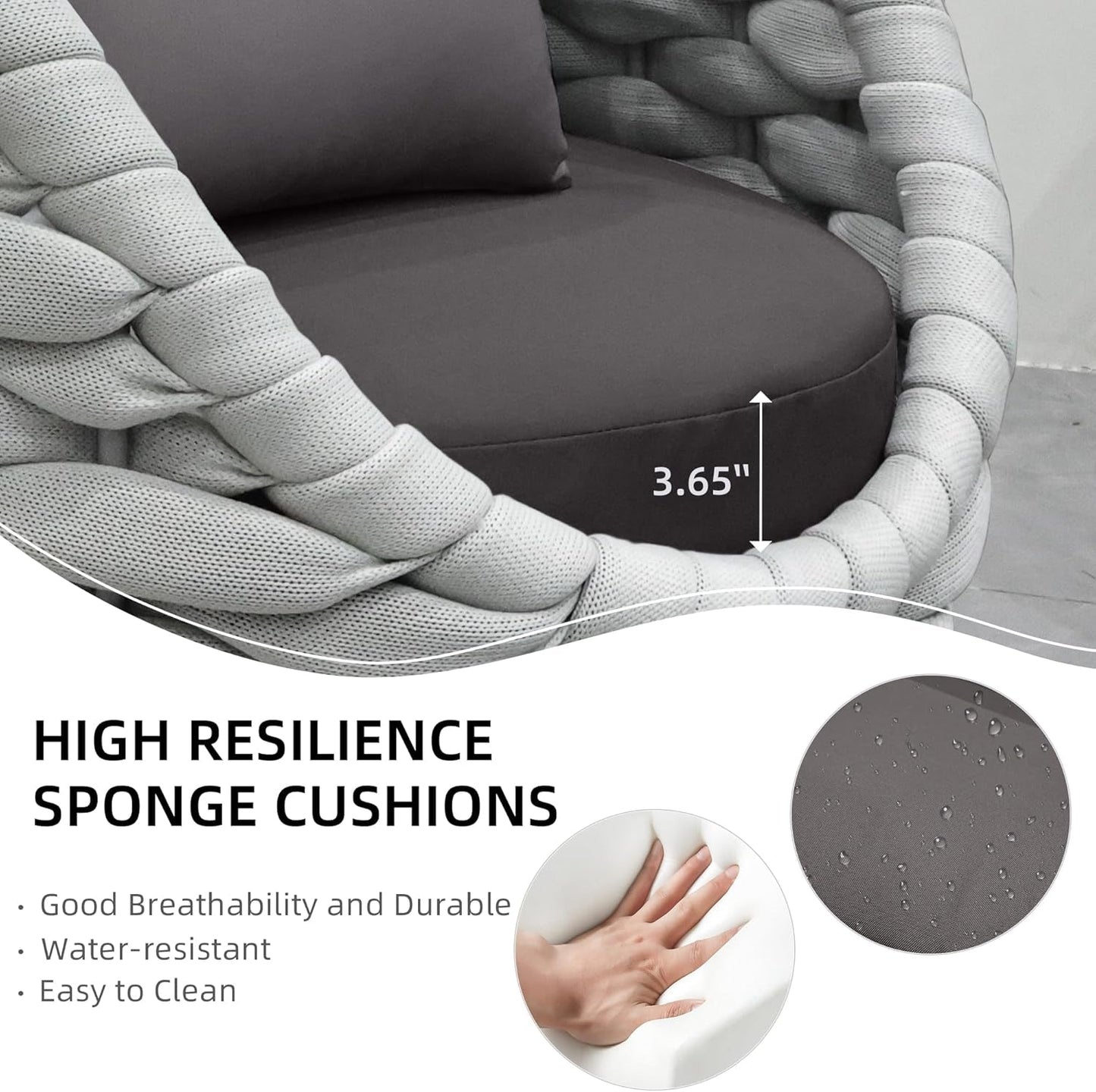 Aluminum Outdoor Patio Furniture Set with Coffee Table, 6 Piece Patio Conversation Sets with Washable Cushions Covers, Patio Sectional Furniture Set for Porch, Balcony, Deck, Yard-4