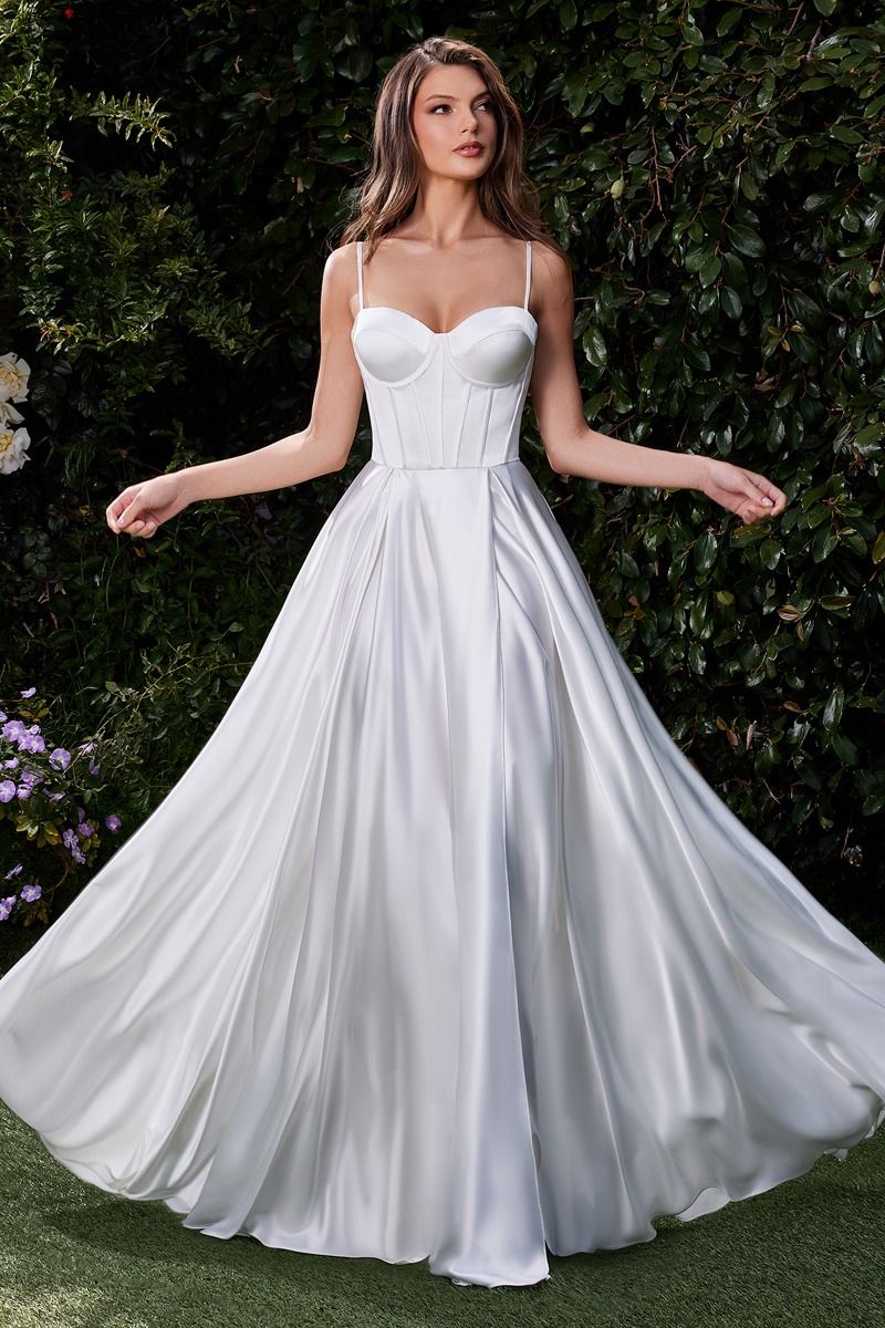 Satin A-Line Bustier Bridal Dress-4