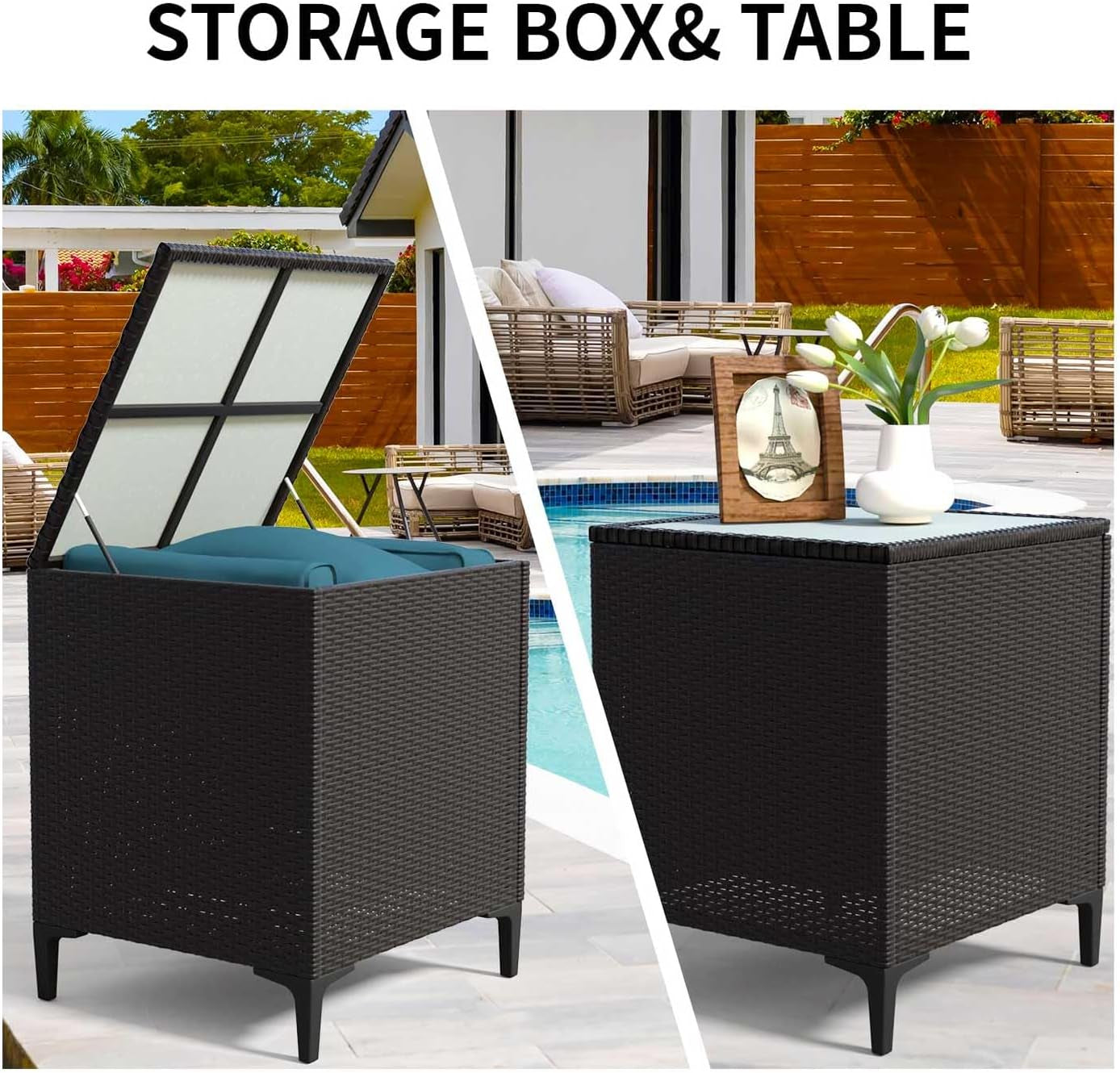 Waterproof Rattan Patio Furniture Set with Thick Cushions-4