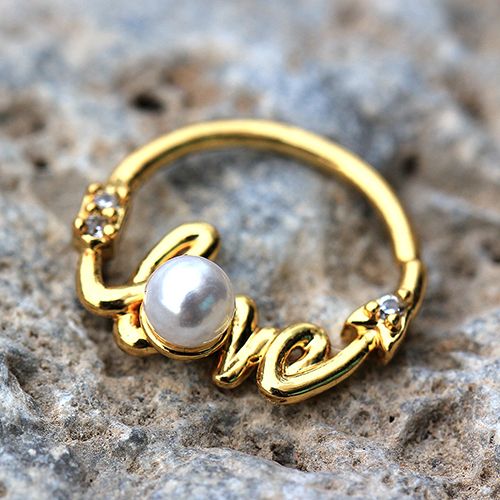 Gold Plated Jeweled "LOVE" Annealed Seamless Ring