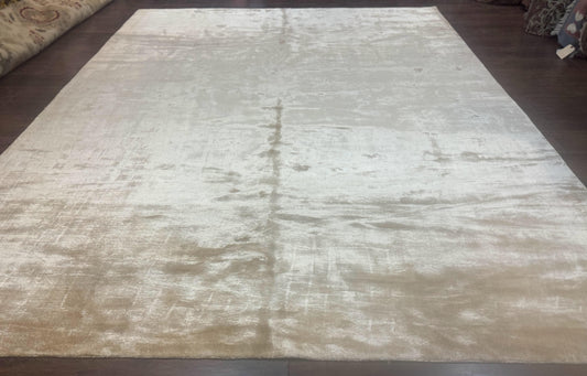 Silk Tibetan Rug 9x11, Handmade Silk Area Rug, Modern Contemporary Carpet-0