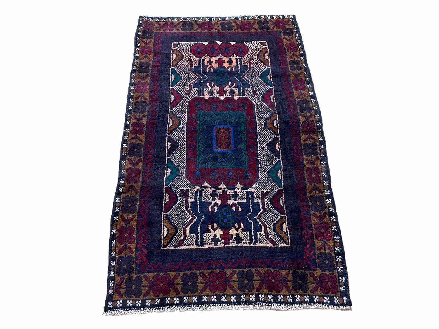 3 X 5 Vintage Handmade Tribal Wool Rug Balouchi Rug Afghan Rug Red Beige Nice