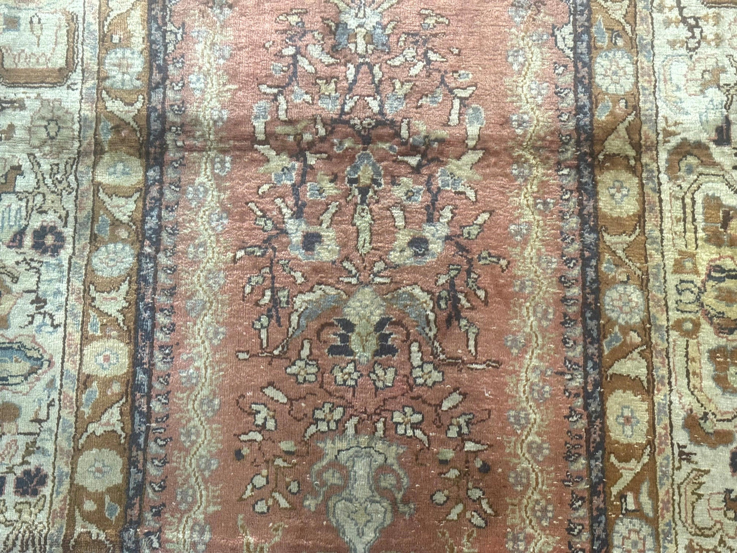 Silk Indian Kayseri Rug 4x6, Haji Jalili Design, Vintage Rug-3