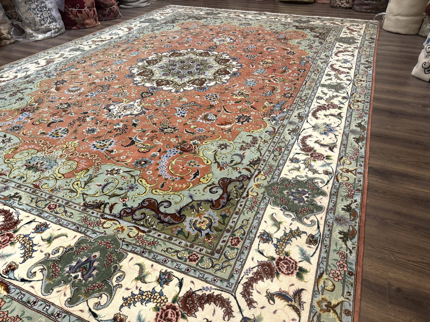 Palace Size Persian Tabriz Rug 12x17, Medallion Carpet, Fine 250 KPSI, Stunning-1