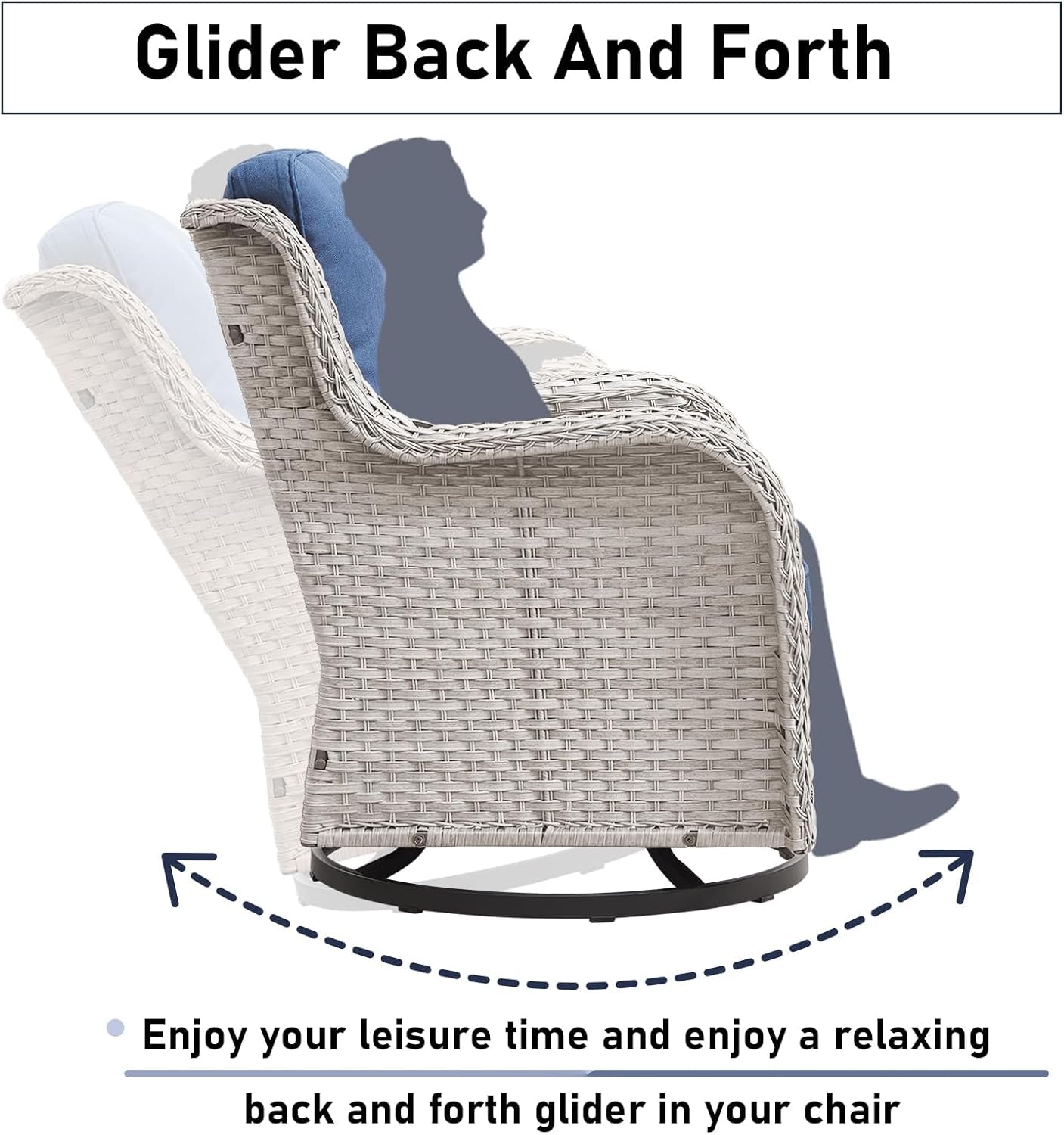 Outdoor Wicker Furniture Set with Swivel Rocker Chairs