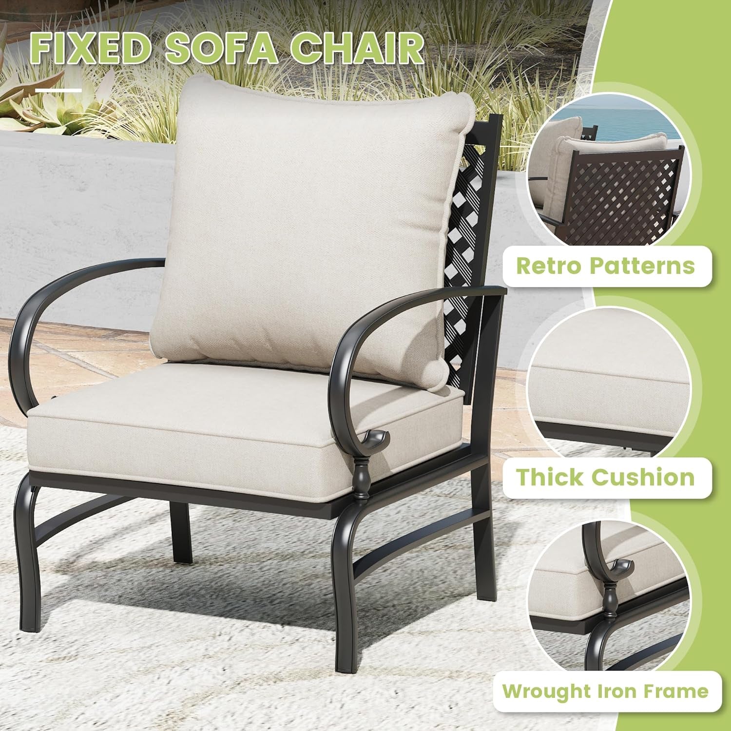 Spacious Six Piece Cushioned Patio Conversation Furniture Set-4