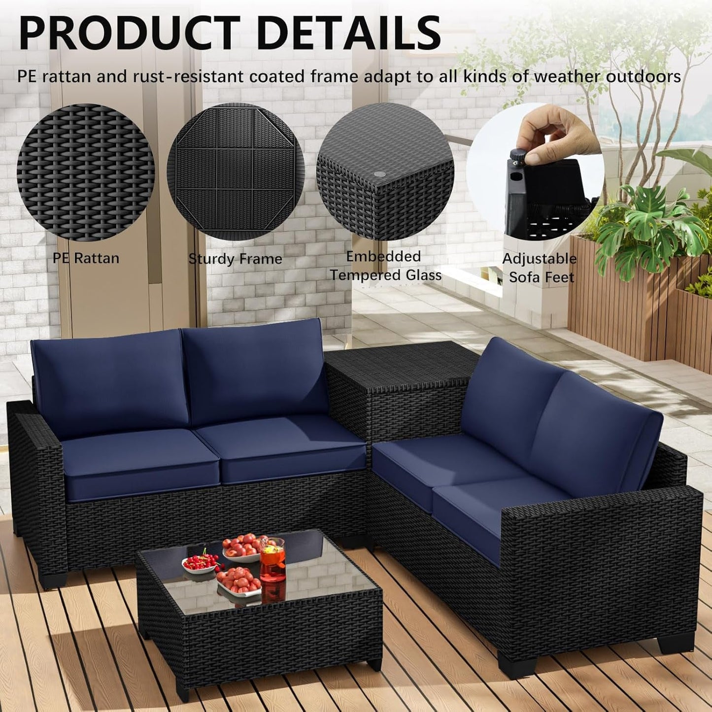 Premium Rattan Outdoor Furniture Set with Storage Solutions