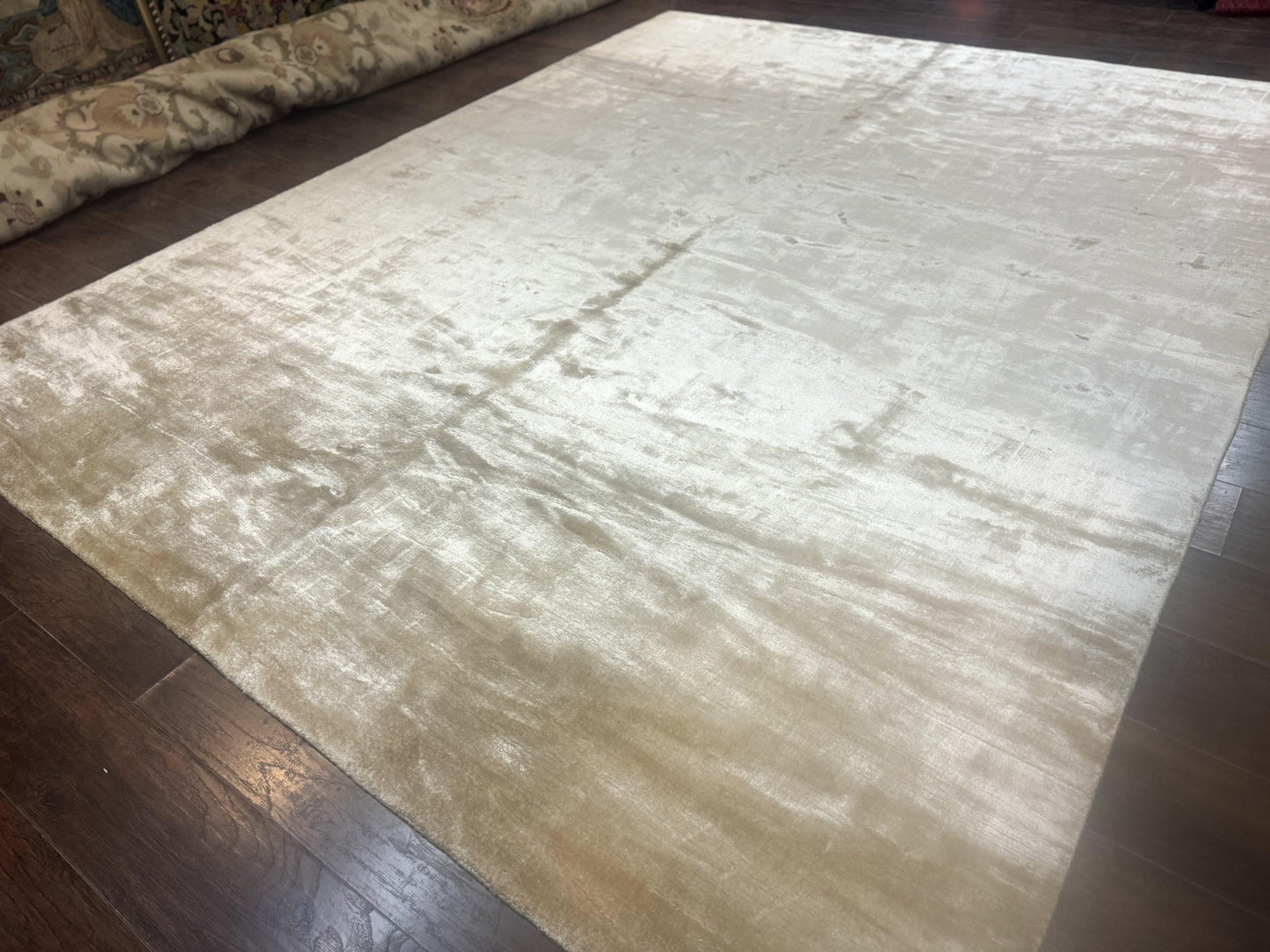 Silk Tibetan Rug 9x11, Handmade Silk Area Rug, Modern Contemporary Carpet-1