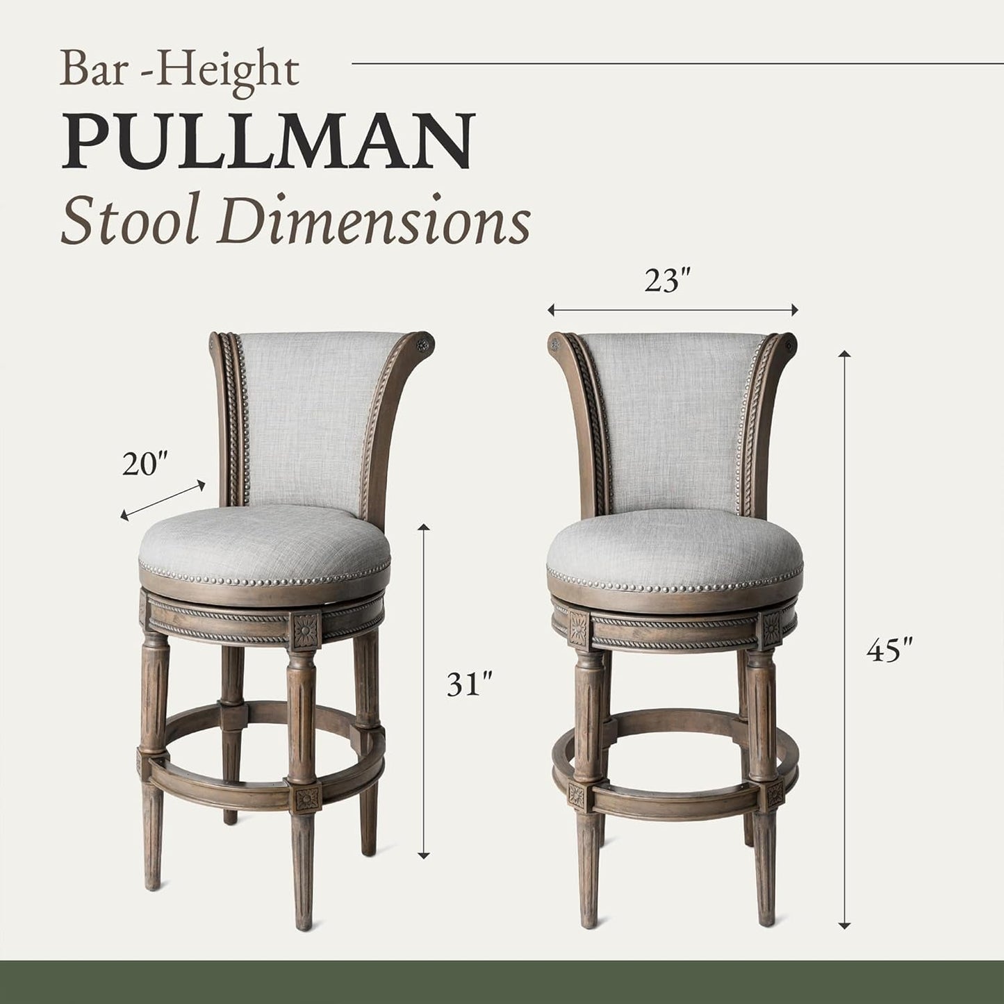 Reclaimed Oak Bar Stools, Grey Fabric (Set 3)