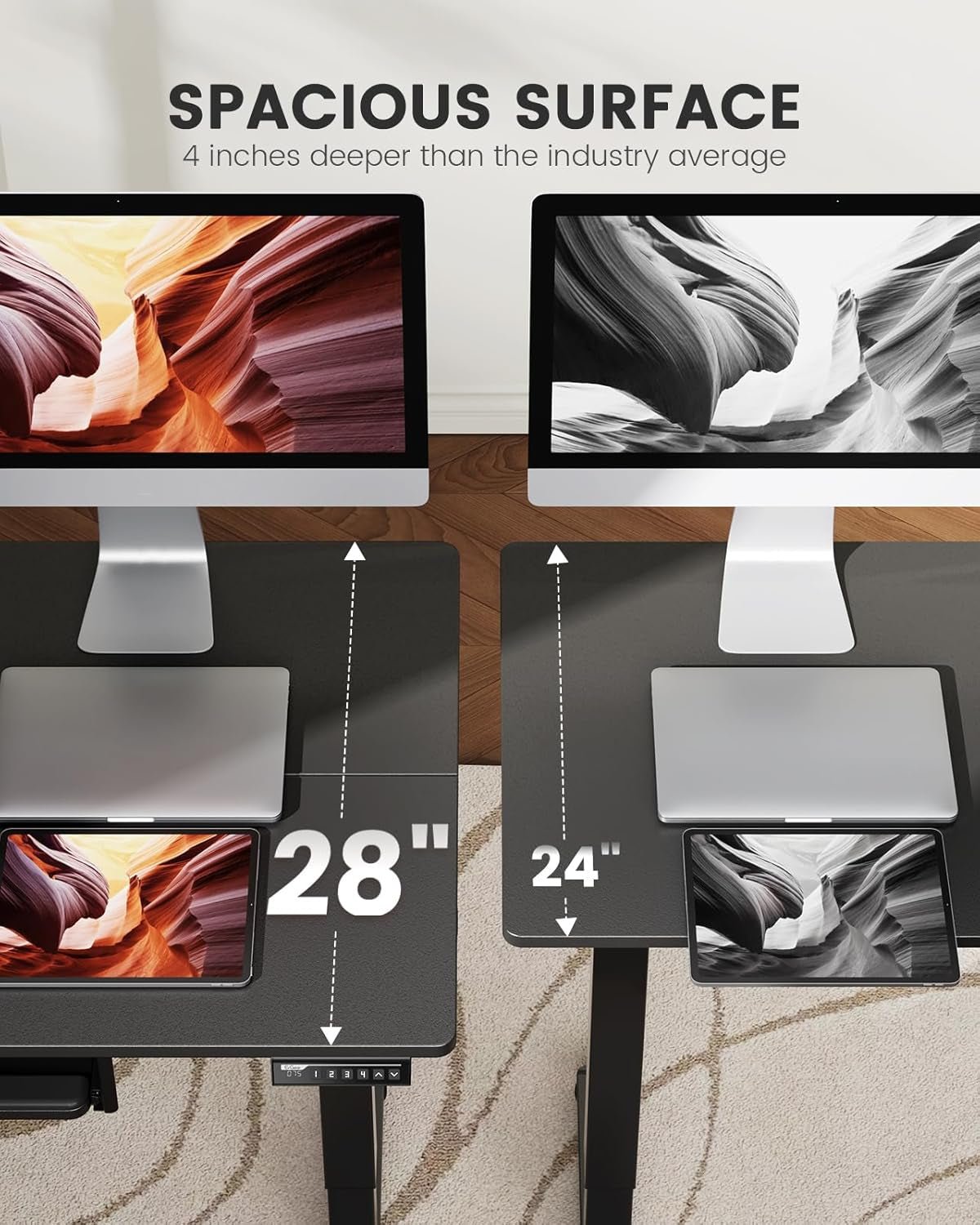 Electric Standing Desk with Adjustable Height Keyboard Tray