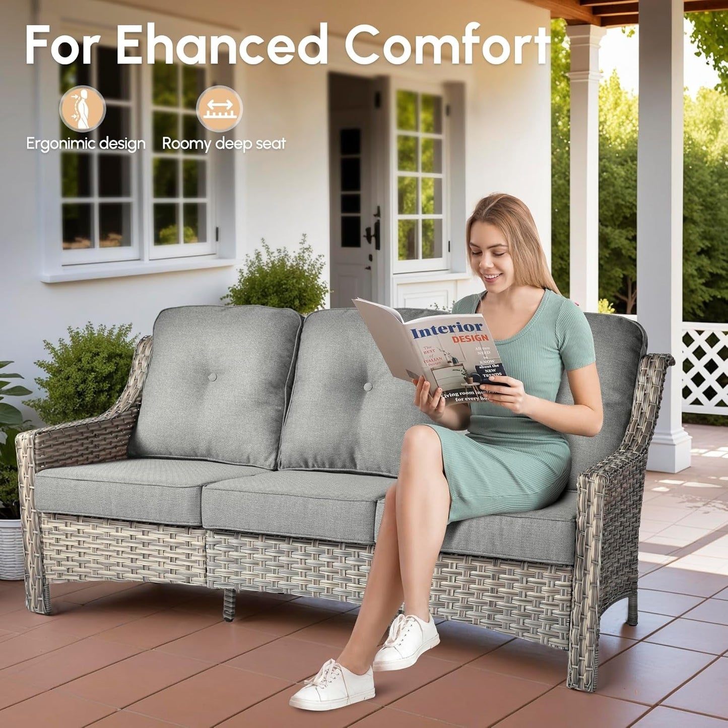 10 Piece Outdoor Patio Furniture Set with Fire Pit